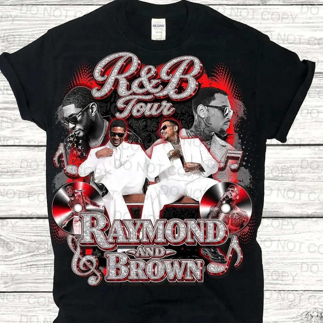 Men's R&B Tour Graphic T-Shirt - Black Short-Sleeve Cotton Round Neck, Casual Stylish Hip Hop Menswear, Shortsleeve