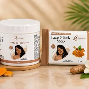 BYENBLAN Turmeric Skincare Set, 2-Piece with Hydrating Face Moisturizer and Body Cleanser Soap for Face & Body Care