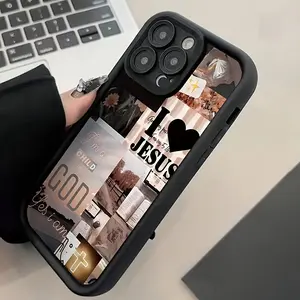 High-Quality Bamboo Black Love Scenery Illustration TPU Shockproof Full Coverage Protective Case, Compatible with Multiple Iphone Models Including 17PROMAX, 11, 12, 13,14PROMAX, 15PROMAX, And 16 - Bamboo Black Love Scenery Illustration LB Phone Case.