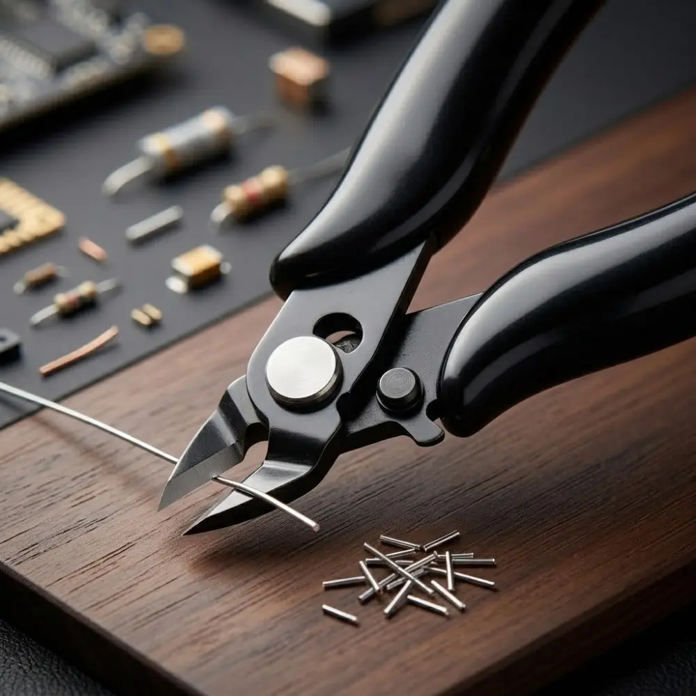 3.5 Inch Micro Flush Cutters with Locking Safety Clip, Precision Jewelry Pliers for Wire Cutting, Mini Flat Nose Pliers for Model Making and Electronics Repair, Anti-Rust DIY Tool Set with Side Cutters for Copper Wire and Crafting