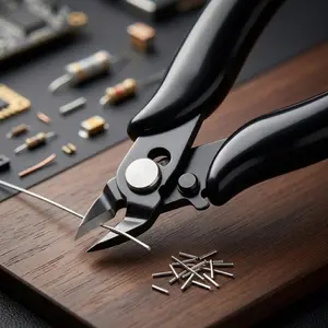 3.5 Inch Micro Flush Cutters with Locking Safety Clip, Precision Jewelry Pliers for Wire Cutting, Mini Flat Nose Pliers for Model Making and Electronics Repair, Anti-Rust DIY Tool Set with Side Cutters for Copper Wire and Crafting