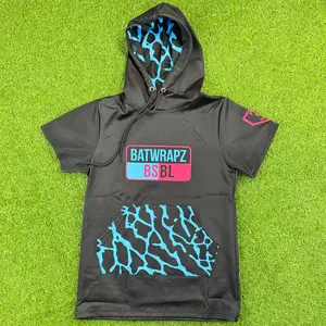 BatWrapz BSBL Elephant Print Short Sleeve Training Hoodie Youth - Black