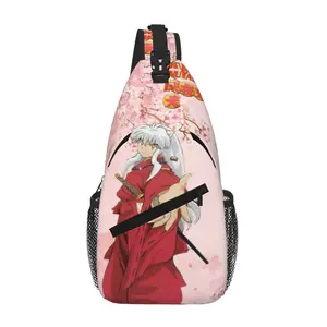 Inuyasha Chest Bag Full Print Crossbody Sling Pack with Zipper Lightweight Durable Water Resistant Ideal Gift for School Work Travel and Camping