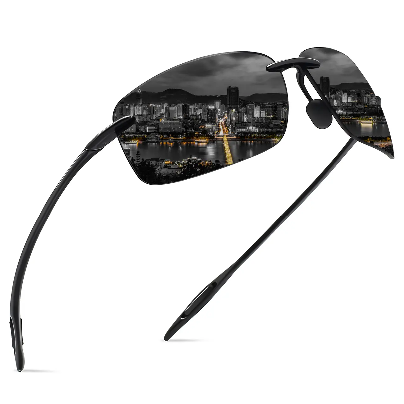 MAXJULI Sports Sunglasses for Women and Men, Rimless TR90 Frame with HD Polarized Lenses, Ergonomic and Lightweight Design for Running and Driving
