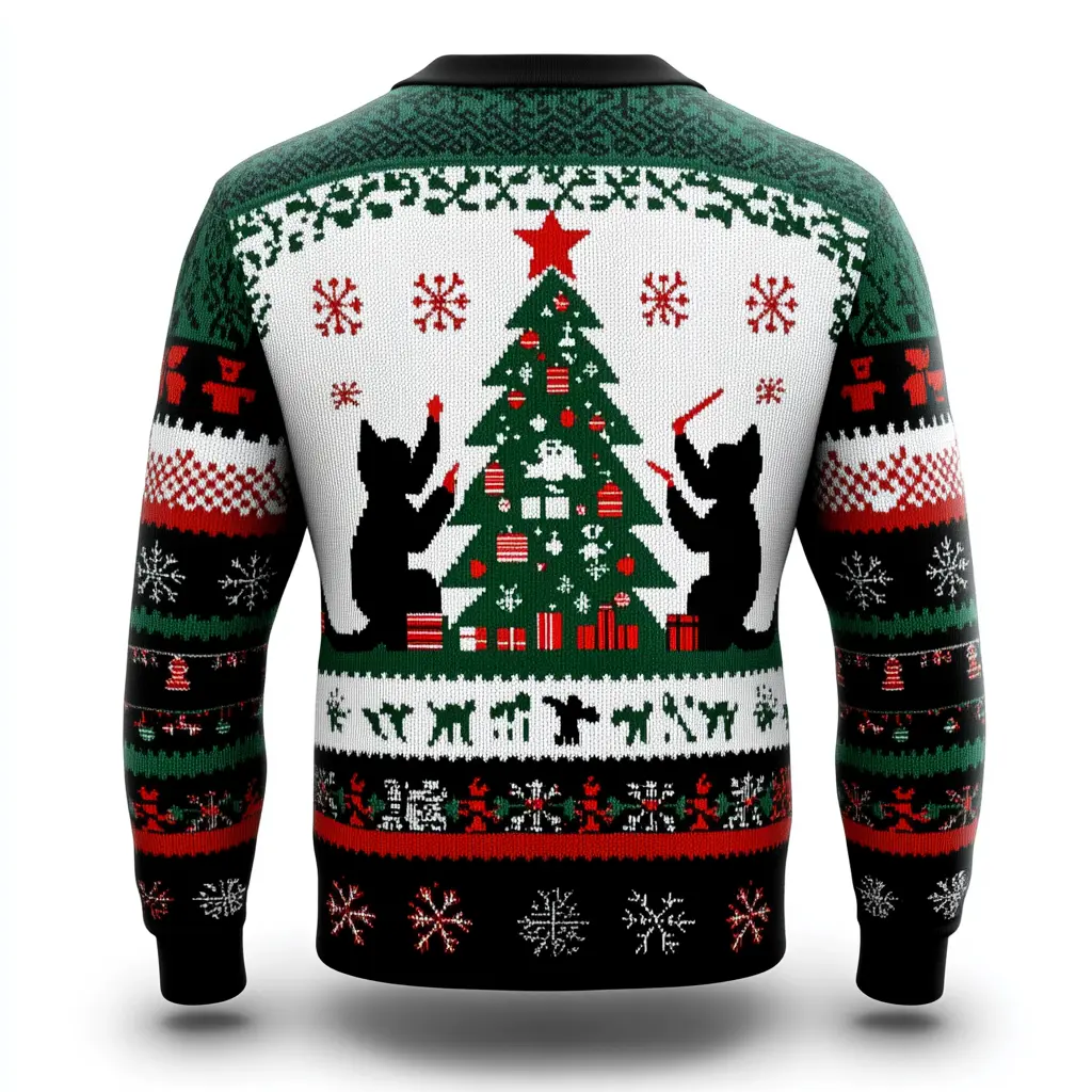 Cat Ninja Ugly Christmas Sweater: Funny Holiday Party Sweater for Men, Women, and Kids - Great Festive Wear for Family Gatherings and Group Outings!