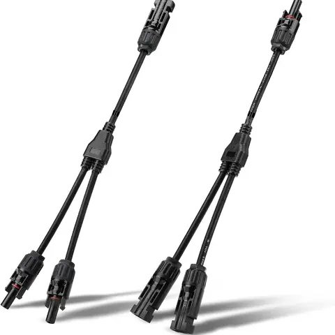Y-Branch Parallel Adapter Cable with Solar Panel Connectors, Terminal Plug Kit, Tool-Aided Plugs - Quick Disconnect, Secure Connection, Versatile Use for Solar Panels, Power Systems