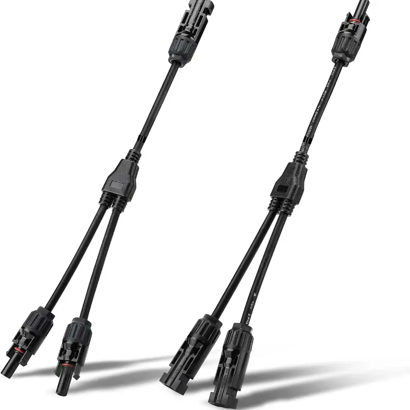 Y-Branch Parallel Adapter Cable with Solar Panel Connectors, Terminal Plug Kit, Tool-Aided Plugs - Quick Disconnect, Secure Connection, Versatile Use for Solar Panels, Power Systems