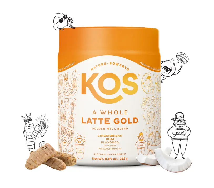 KOS Turmeric Mushroom Latte / Whole Latte Gold Gingerbread Chai Flavored,Immume, Wellness, Antioxidants,  Dietary Supplement