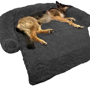 Calming Dog Bed Fluffy Plush Dog Mat for Furniture Protector