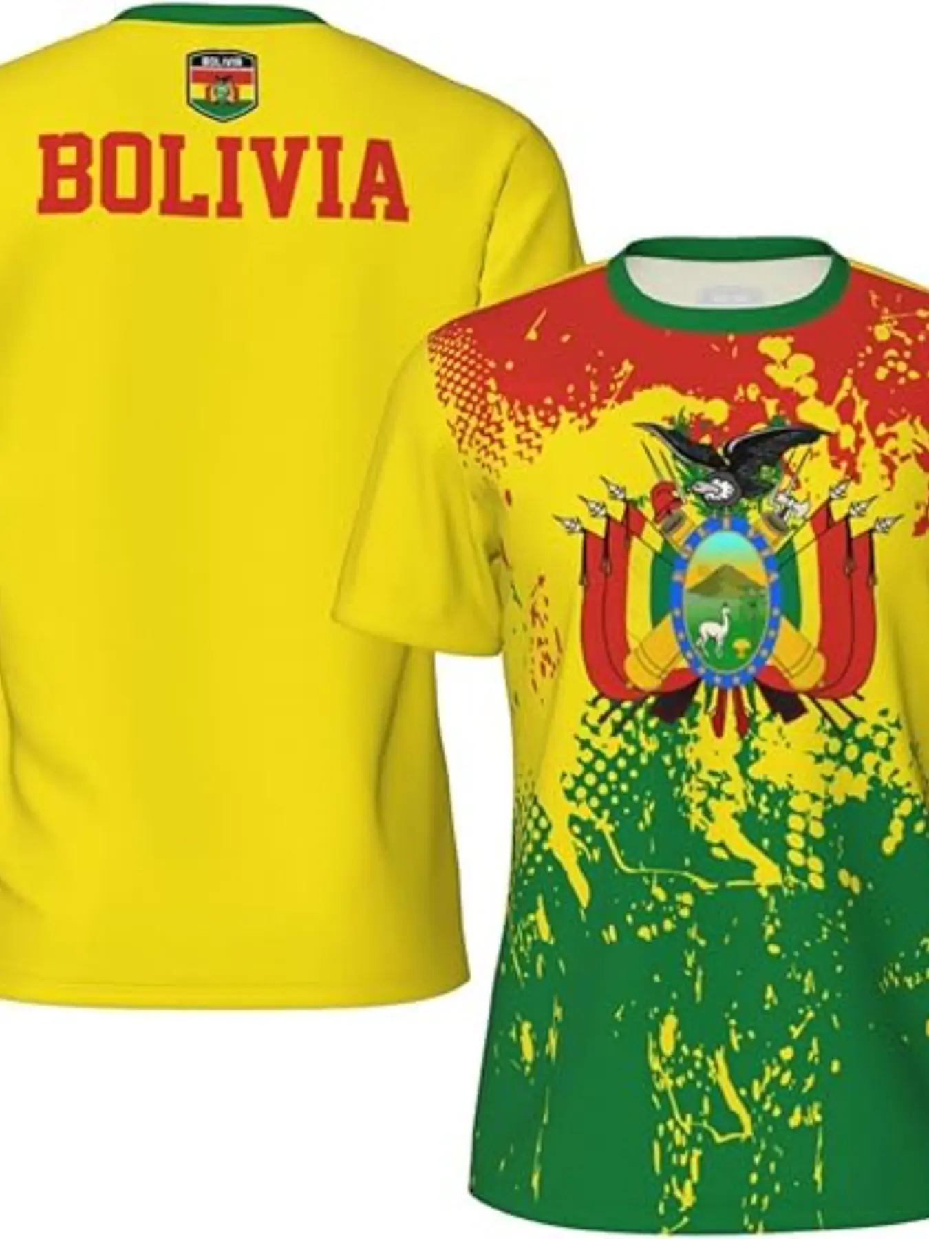 Bolivian Flag Sporty Tee, 3D Printed Design, Ideal for Running Cycling Football Tennis Fitness Rock Climbing, Loose Fit Long Sleeve Top