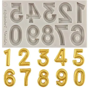 Silicone 3D Number 0-9 Fondant Chocolate Baking Molds For Cake Decorating Cupcake Topper Candy Gum Paste Polymer Clay Set Of 1