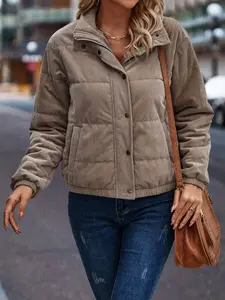 Corduroy Puffer Jacket: Light Camel Corduroy Puffer Jacket: Light Camel
