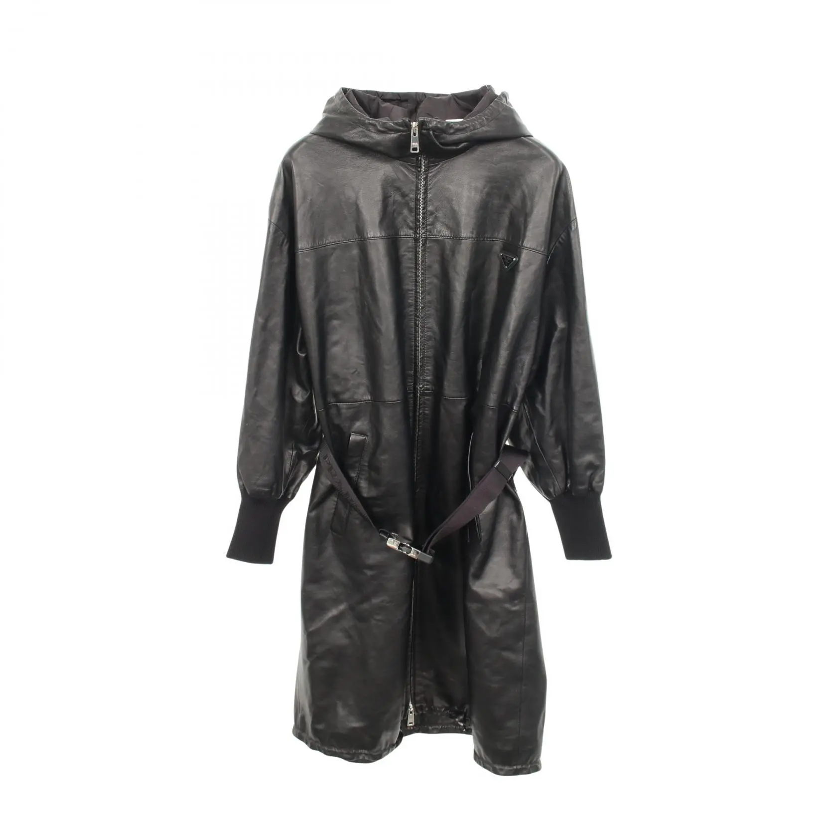 Pre-owned PRADA Lambskin Small Leather Goods Nappa Leather Hooded Coat