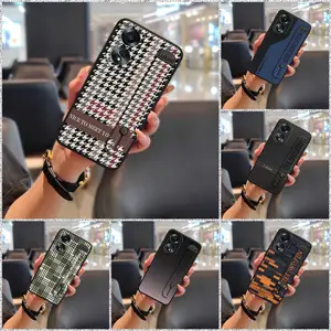 Waterproof Fashion Design Phone Case For OPPO A58 4G protective Silicone Wrist Strap Plain color Wristband mature Anti-knock Shockproof Phone Holder Soft case Dirt-resistant