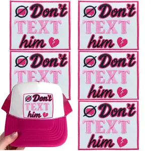 CY 5PCS Iron on Patches Tucker Hats Don't TEXT him Funny Phrase Embroidered Appliques DIY Accessories for Clothing Bags Jackets Jeans Backpacks