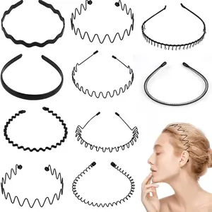 6pcs Women's Daily Simple Basic Wave Thin Edge Headband, Exercise Yoga Face Wash Headband