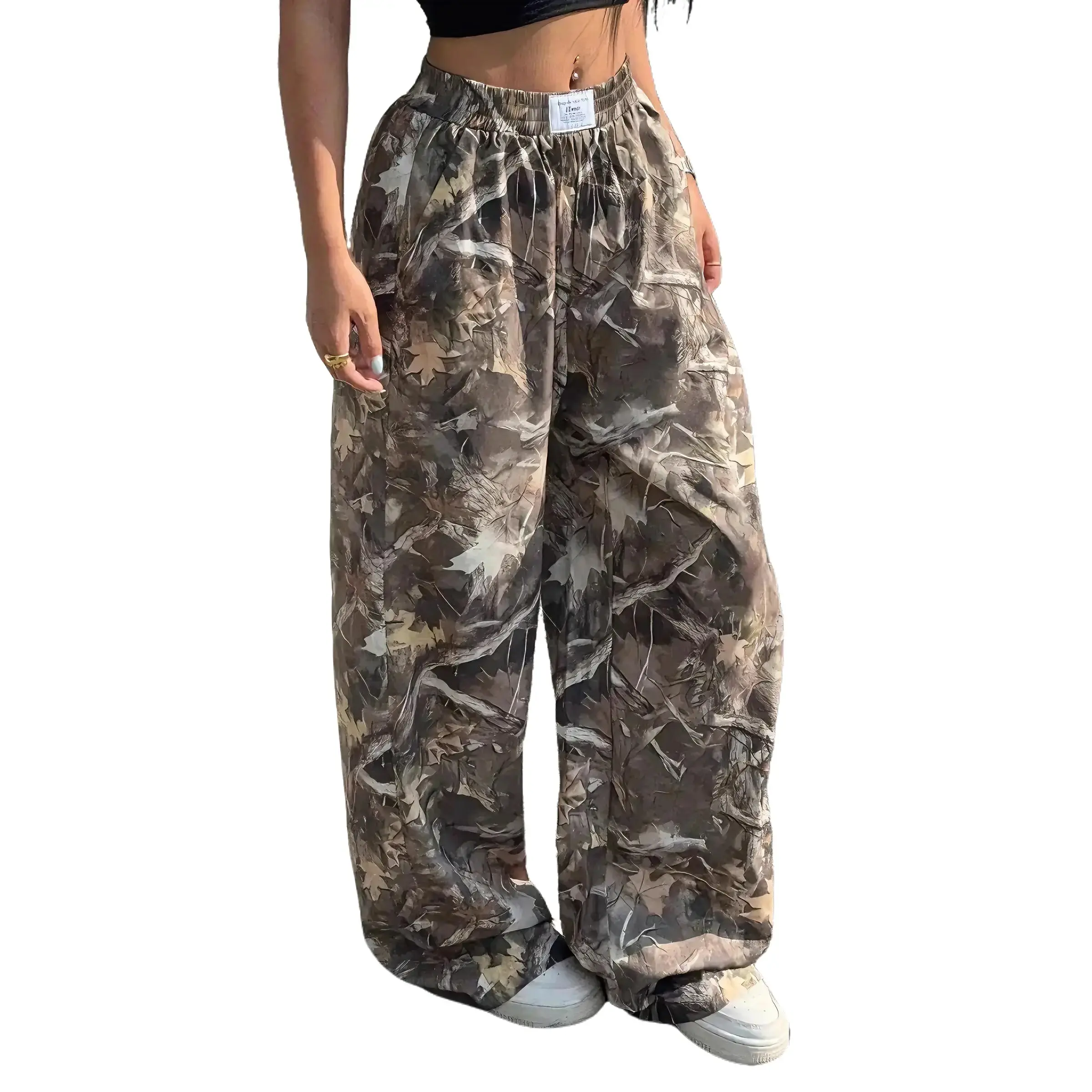 Women's Polyester Camouflage Cargo Pants, Loose Multi-Pocket Casual Trousers, Retro Y2K Street Dance Streetwear, Slimming Daily Bottoms，Women's Clothes