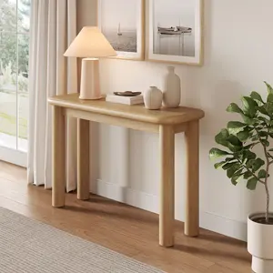 Alvia Wood Console Table in Weathered Oak