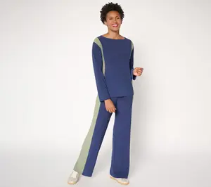 Attitudes by Renee Striped La Roma Jersey Top &Bottom Set