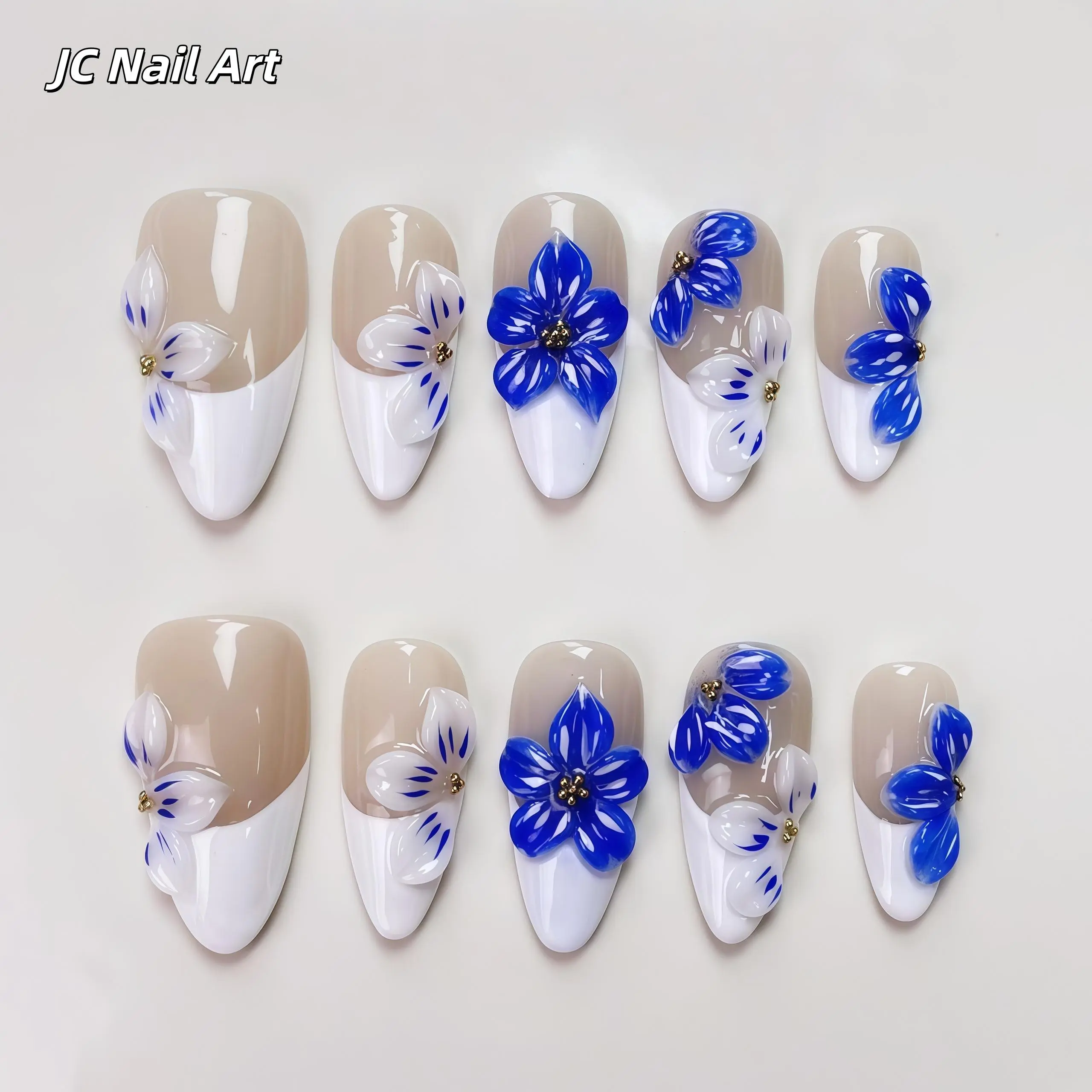 T59 Island-Style Nail Stickers 5D Relief Five-Petal Flower Pattern Waterproof Adhesive Back for Decorative Use