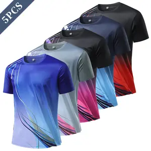 Men’s trendy color-block fitness short-sleeve T-shirt — 100% polyester, quick-drying, breathable crew neck athletic tee suitable for running, workouts, and outdoor activities; Valentine’s Day gift