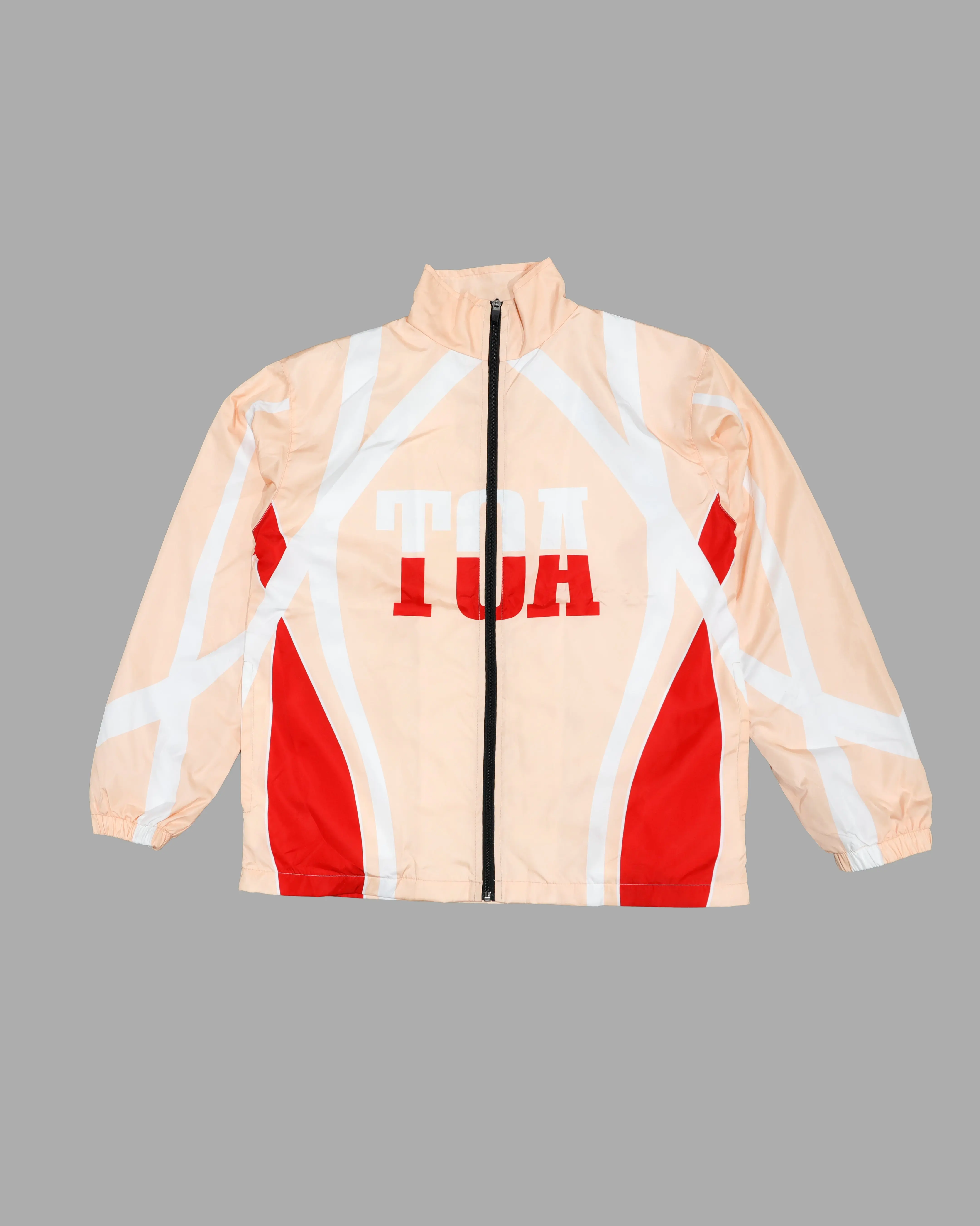 Cream Orange Colorblock Windbreaker Jacket with Full Zip