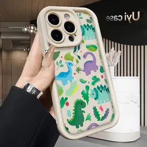 Colorful Dino Pattern Soft Case for iPhone 17 Air 16 Pro Max 15 Plus 14 13 12 11 X Shockproof Drop Protection Rugged Durable Silicone Cover Anti-Scratch Festive Design