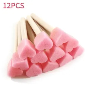 12pcs Heart-Shaped Mushroom Sponge Brushes with Handles, Ideal for Art and Craft Projects, Perfect for Graffiti and Painting, Creativity