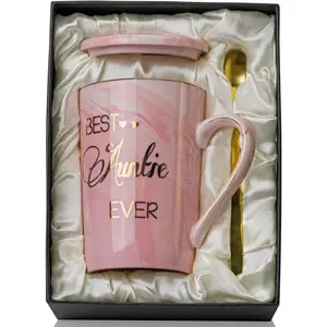 Aunt Gifts from Niece, Nephew -  Aunt Ever  Mug - Happy Birthday Mothers Day Gifts for Auntie - Marble Ceramic Auntie Coffee Mug Gifts Box Printed  14 Oz