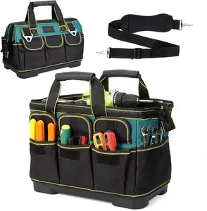 Heavy Duty 17 Inch Tool Bag Organizer for Men – Multi-Pocket Oxford Tool Tote – Adjustable Shoulder Strap & Padded Handle – Portable Storage for Electricians, Handymen, Carpenters, Garage, Workshop