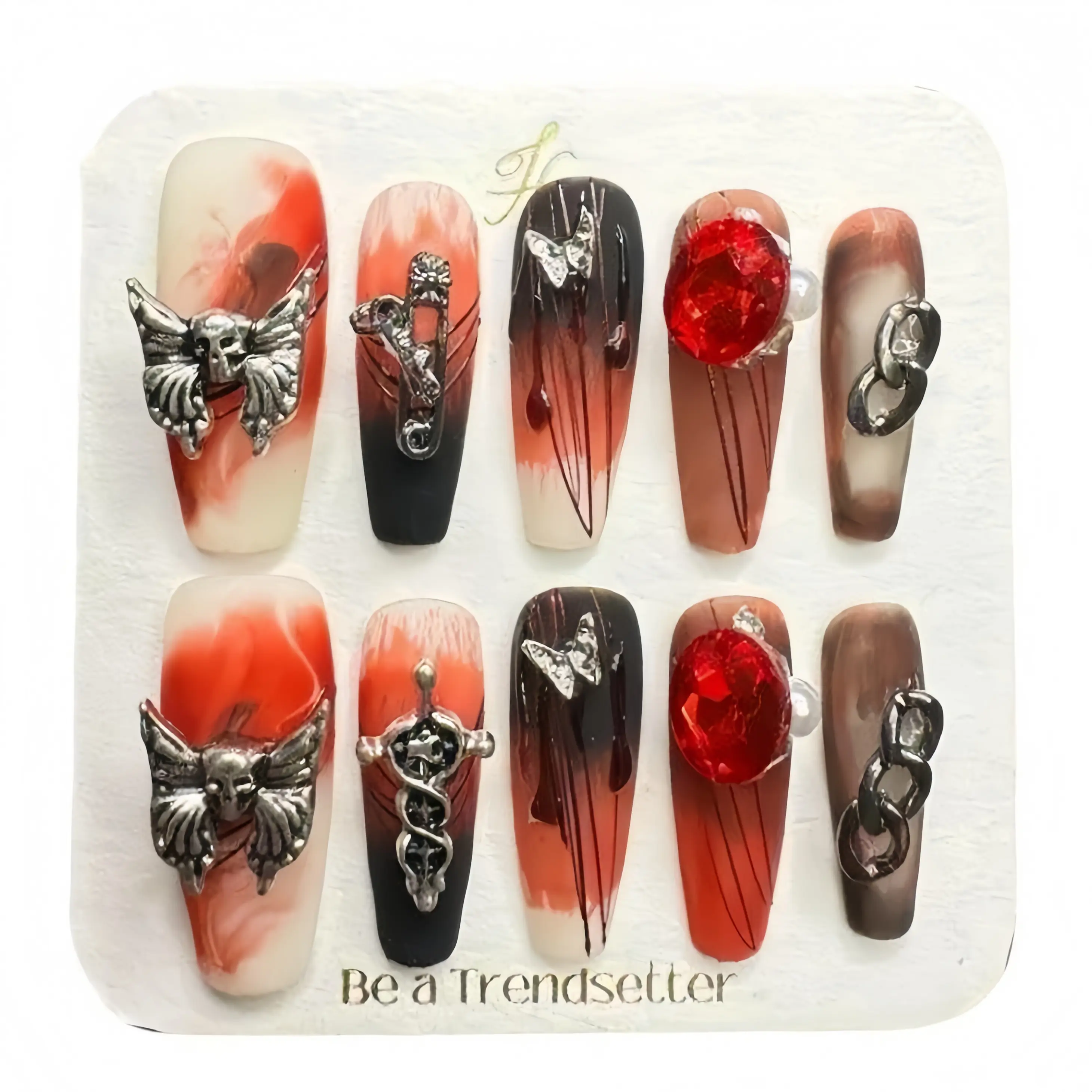 E7 Handmade Press-On NailsY2K Square long style| acrylic press-on| fake nails | high quality 10 pcs|reusable nails|nail art|nail charm | Salon-Quality, Long-Lastinghigh qualityHoliday Nail Art for Everyday Wear or Gift