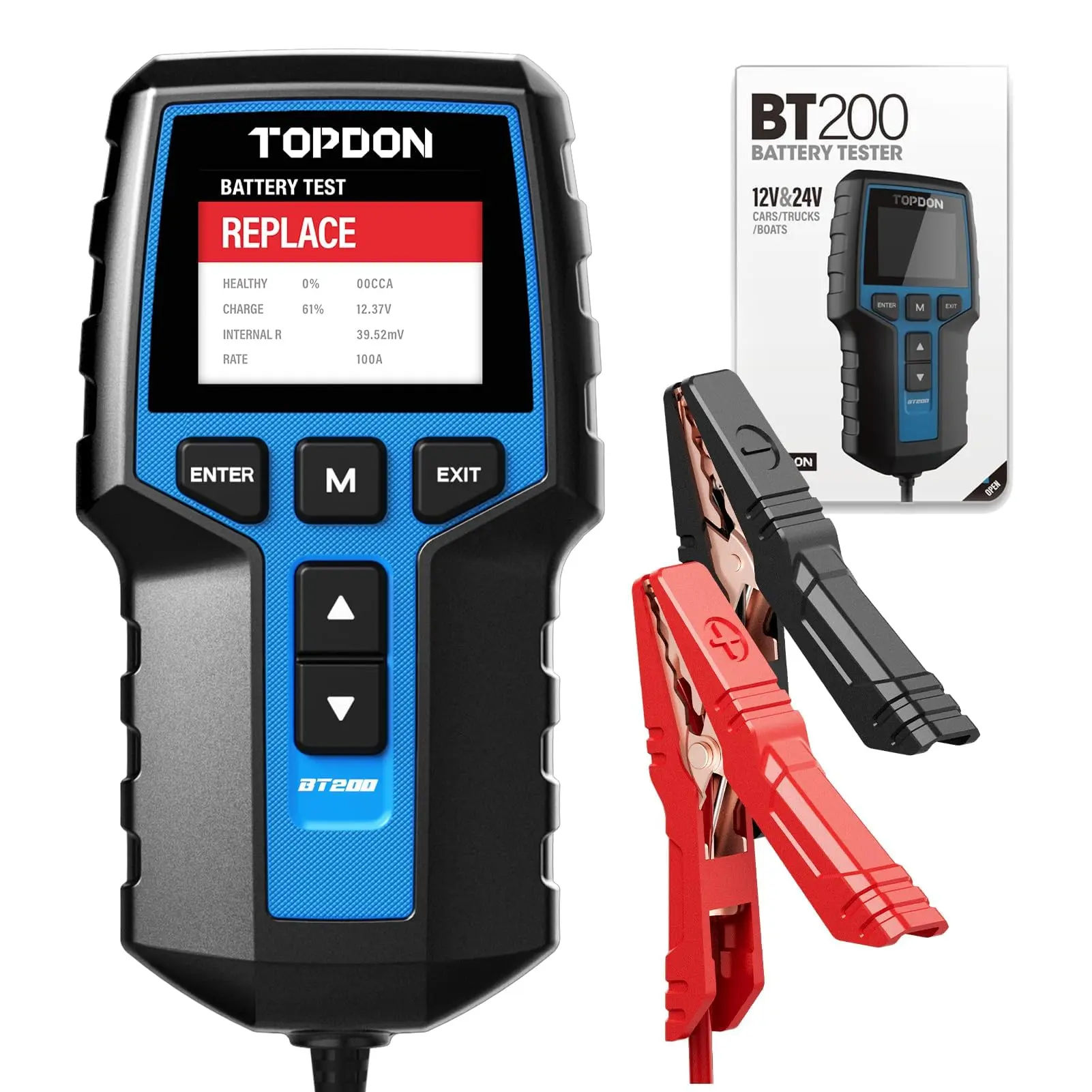 TOPDON BT200 Car Battery Tester 24V 12V Load Tester,100-2000CCA Automotive Alternator Tester Digital Auto Battery Analyzer Charging Cranking System Tester for Car Truck Motorcycle ATV SUV Boat Yacht,Summervibes