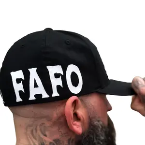 Thedriveclothing FAFO Black Flexfit Cotton Hat - Structured Modern Headwear with Clean White Lettering, Cotton Spandex Blend, Everyday Streetwear Use, Unisex Beanie Fitted