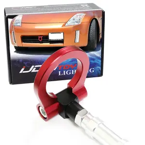 iJDMTOY Red Track Racing Style Tow Hook Ring For 2003-2004 Nissan 350Z Z33 Fairlady Z, Made of Lightweight Aluminum