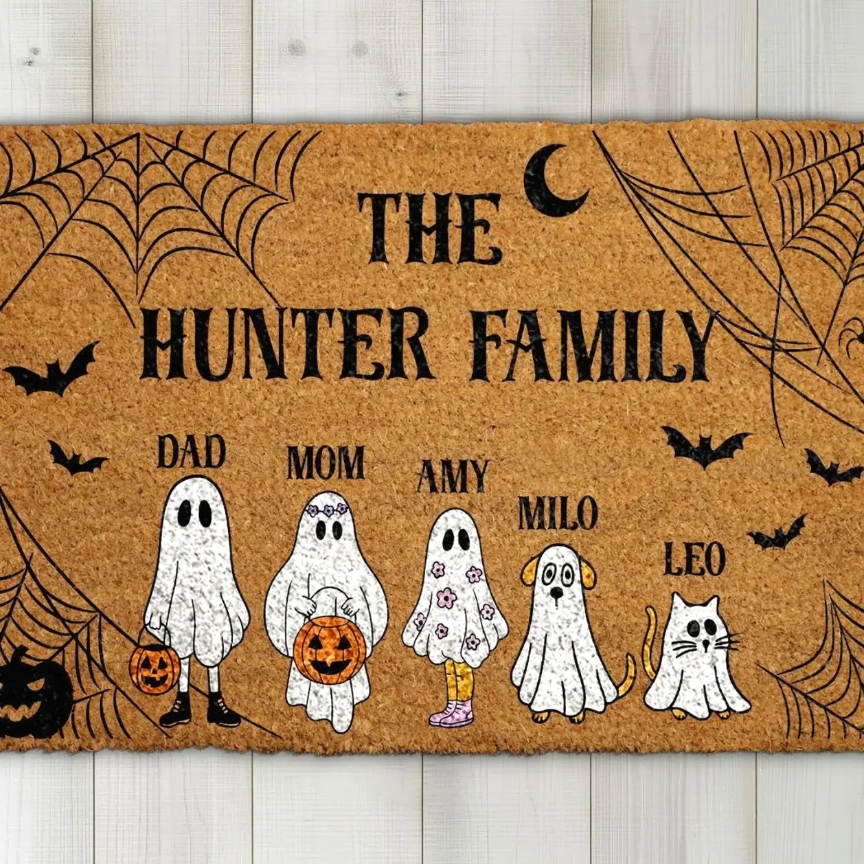 Personalized Halloween Doormat, Custom Family Name Welcome Mat, Spooky Family Home Decor, Fall Housewarming Gift, Trick or Treat  Door Mat