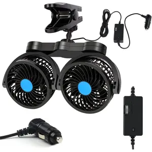 Fan Adjustable Dual  12V 360? Rotatable 4 Inches  Clip Fan for Front/Rear Seat Passenger  Essentials Cooler with Stepless Speed Regulation for  SUV, RV