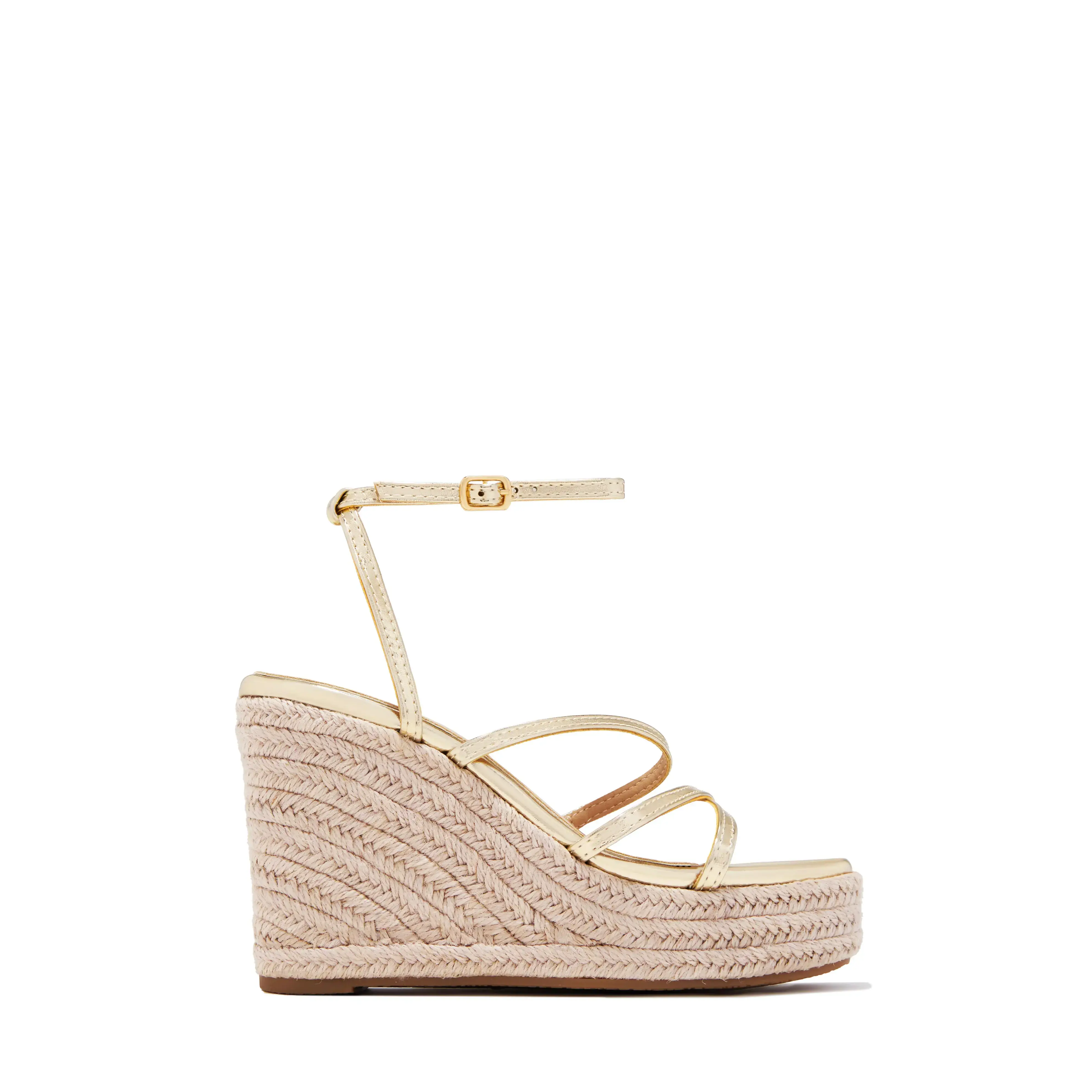 Lorena Strappy Espadrille Wedges - Gold