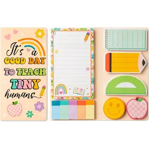 Sticky Notes Set - Cartoon Theme Cute Self-Stick Notes Pad Gift,Self-Adhesive Writing Memo Pages Sticky to Do Notepad Separation Tabs for Kids Employe
