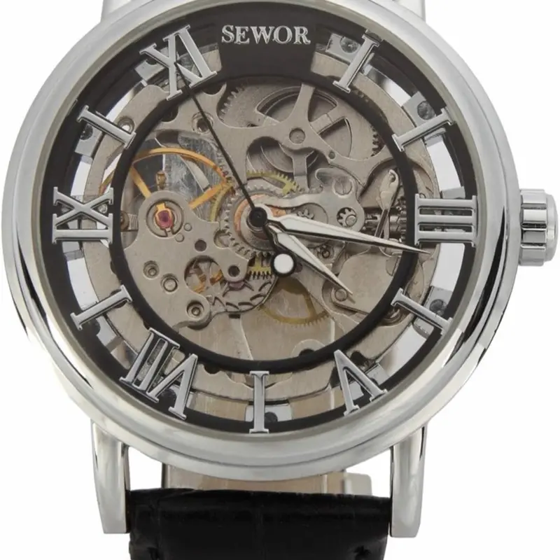 Men's Manual-Wind Mechanical Skeleton Watch