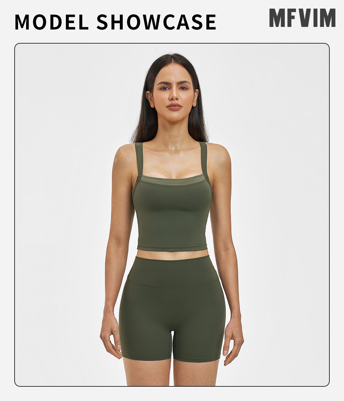 MFVIM Women's 2-Piece Sleeveless Color-Block Tank Tops & High-Waisted Above-the-Knee Shorts Yoga Workout Set, Comfortable Stylish Sportswear for Everyday Wear & Active Lifestyle, Ideal Gift for Women