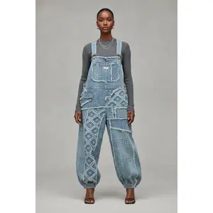 Denim Patchwork Overall Jumpsuit