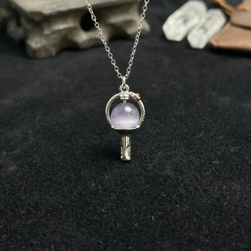Veliora B KPop Light Stick Pendant Necklace - 15.75+1.97 inch, 7g Casual Fan Support Jewelry, ARMY Inspired Choker, Adjustable Collarbone Chain, Gift for Fans Couples Bracelet Set