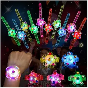 SCIONE 24 Pack LED Light Up Fidget Spinner Bracelets, Glow in The Dark Party Favors for Kids 4-8 8-12, Treasure Box Toys, Birthday Gifts, Carnival Prizes, Goodie Bags Stuffers