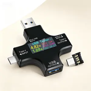 Digital Multimeter USB Tester, Color Screen LCD Voltmeter Ammeter, Type C Voltage Current Detector DC3.6-30V/0-5.1A, USB Cable Charger Indicator, Amp Volt Meter Rechargeable Analyzer