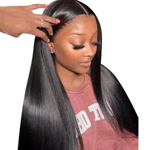 13X6 HD Transparent Straight Lace Front Wigs For Women Human Hair Lace Frontal Wig Pre Plucked Hairline 180 Density