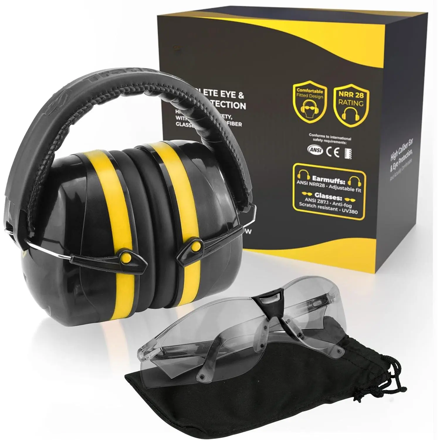 High-Performance Earmuffs for Shooting Range & Shooting Eye Protection Glasses + Firearm Confidence Course