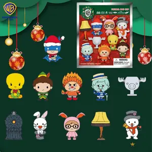 1PC WB Officially Licensed Christmas Series Blind Bag Keychain Collection 3D Anime Character Bag Clip Batman Glass Moose Mug Exclusive Character Keychain Gifts for Fans Family and Friends for Birthday Christmas