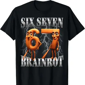 Cotton Funny 67 Italian Brainrot Tung Tung Sahur Six Seven Meme T-Shirt