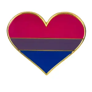 Bisexual Pride Flag Heart Enamel Pin | LGBTQ+ Pride Pin Label Brooch