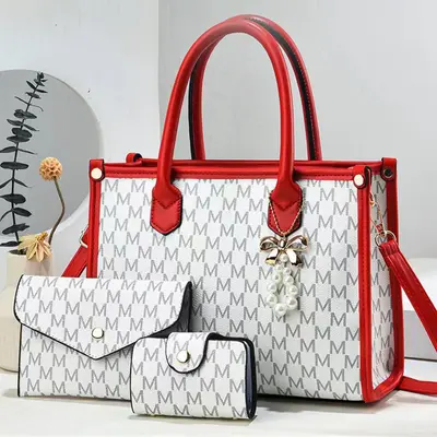CLOUDWINGS Women's Shoulder Bag - PU Leather Clutch Tote With Gold Initial Charm, Black Or White, Spacious & Organized - View #2